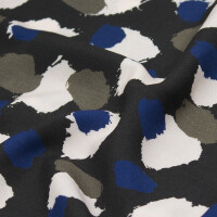 Viskose Irregular Dots, schwarz/grau/blau